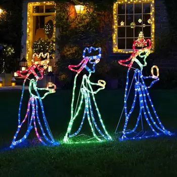 Āra Ziemassvētku LED Trīs 3 Kings Siluets Motīvs Virves Gaismas Apdares Vairumtirdzniecības Dropshipping