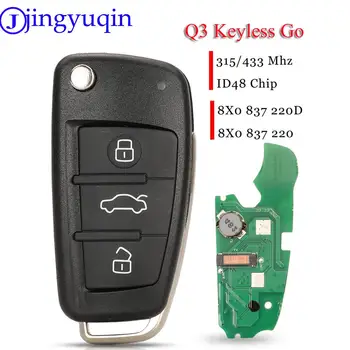 Jingyuqin 3 Pogas Keyless Go Flip Smart Remote Auto atslēgu Audi A1/Q3 2011-2017 Fob 433/315MHz ID48 8X0837220/8X0837220D