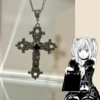 Anime Death Note Kaklarota Misa Amane Cosplay Black Crystal Cross Kulons Sānslīdi Kaklasaite Rotaslietas, Aksesuāri, Aksesuāri Dāvanu