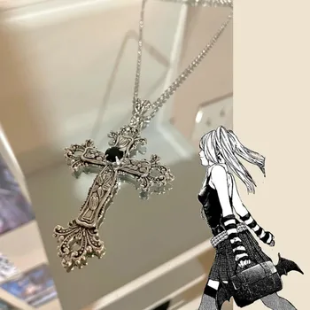 Anime Death Note Kaklarota Misa Amane Cosplay Black Crystal Cross Kulons Sānslīdi Kaklasaite Rotaslietas, Aksesuāri, Aksesuāri Dāvanu Attēls 2