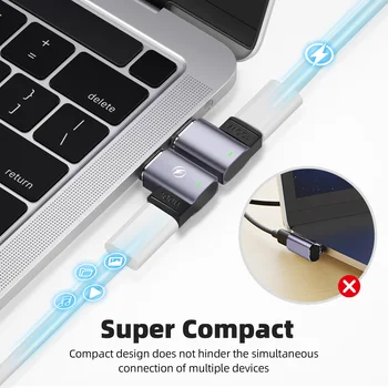 Magnētiskā USB C Uz C Tipa Adapteris PD 100W 5.A Ātra Uzlāde USB Type-C USB-C Magnēts Datu Sinhronizācijas Pārveidotājs iPad MacBook Pro Air Attēls 2