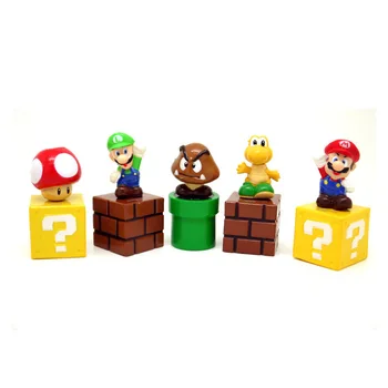 Super Mario Bros 5gab/daudz Karikatūra Attēls Kolekcionējamus Lelles Modeļa Rotaļlietu Luigi Kautrīgs Puisis Sēņu Darbvirsmas Kūka Apdare Bērniem Dāvanas