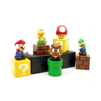 Super Mario Bros 5gab/daudz Karikatūra Attēls Kolekcionējamus Lelles Modeļa Rotaļlietu Luigi Kautrīgs Puisis Sēņu Darbvirsmas Kūka Apdare Bērniem Dāvanas Attēls 2