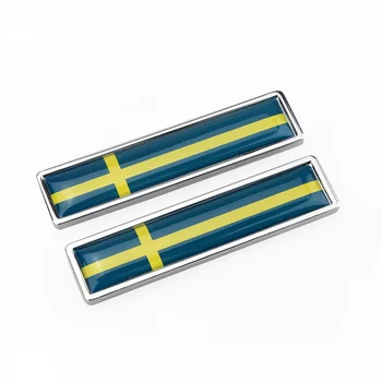 1 Pārī zviedrijas karogu, Zviedrija 3D Metāla Auto Uzlīme Decal Apdare Žetona Emblēma Piederumi, Auto Uzlīmes Audi Bmw Toyota Sēdeklis