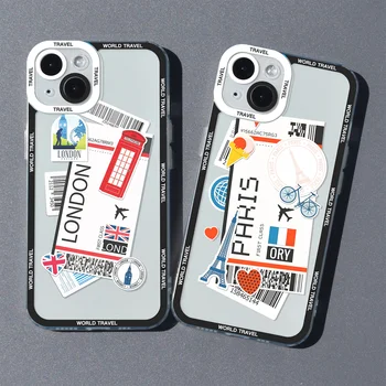 Pasaules Pilsētas Ceļojuma Tokijā, Londonā, Ņujorkā, Silikona Tālrunis Lietā Par iPhone 14 13 12 11 Pro Max Mini XS X XR SE 7 8 Plus Mīksto Segumu Attēls 2