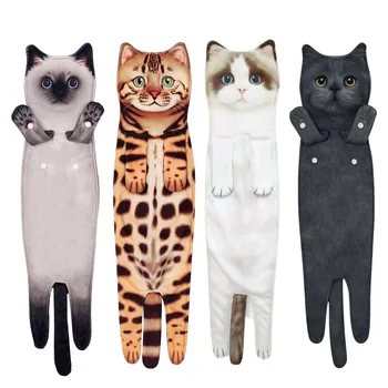Funny Kaķis Roku Dvieļi, Virtuve, Vannas istaba Roku Dvieļu Bumbu ar paceļamu Lo-ops Ātri Sausu Mīkstu Absorbējošu Microfiber radošo Dvieļi