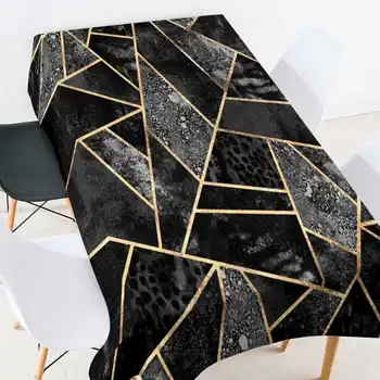 Ģeometrisko Svītrainām 3D Galdauts Melns&Pelēks Salaist Modelis Sabiezēt Mazgājams Taisnstūra galdautu Virtuves Nappe De Tabula