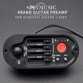 Akustiskā Ģitāra Preamp 4 Band A-4T Tautas Guitar Pickup EQ Ekvalaizers Pjezo Pikaps Līniju ar LCD Skaņotājs Ģitāras Daļas