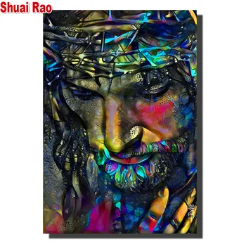 Anotācija Jēzus Dimanta krāsošana,Dimanta Mozaīkas Kungs Kristus Gaisma,3d cross stitch dimanta izšuvumi mozaīkas,Portrets, Māksla,