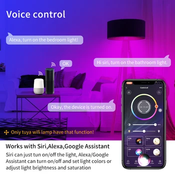 Alexa Lampas Smart LED Spuldze 12W WiFi RGB Gaismas E27 Bluetooth Homekit Dohome 110V, 220V Google Home Palīgs Balss Kontroles Aptumšojami Attēls 2